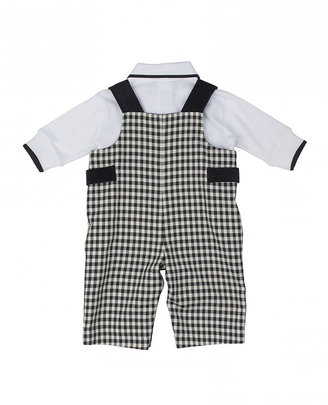 Florence Eiseman Train Overalls & Long-Sleeve Polo, Black/White, 3-9 Months
