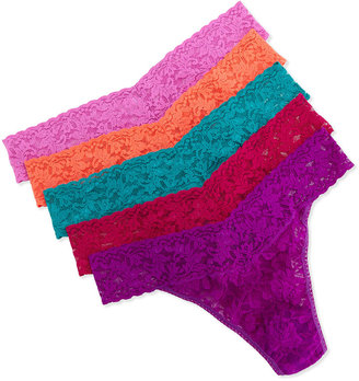 Hanky Panky Set Of Five Lace Original Rise Thongs, Multicolor