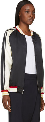 McQ White & Black Silk Quilted Bomber