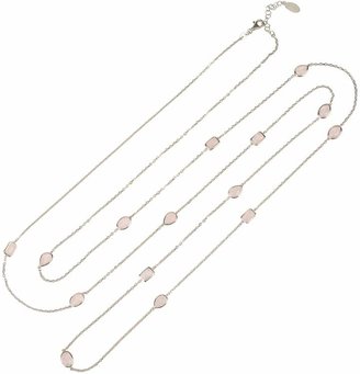 LATELITA - Venice 120cm Long Chain Necklace Silver Rose Quartz