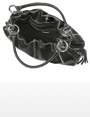 Buti Black Pebble Italian Leather Satchel Bag