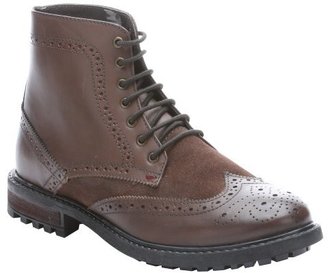 Ben Sherman dark brown leather 'Sarge' lace-up wingtip ankle boots
