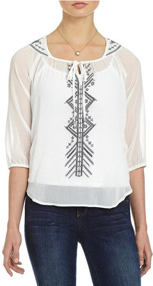 Soulmates Embroidered Tribal Peasant Top