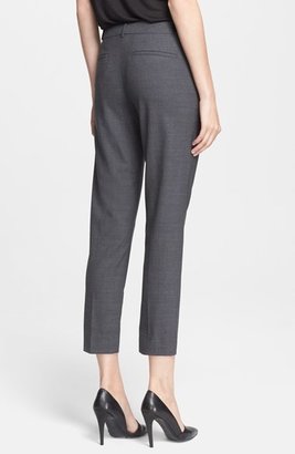 Vince Leather Tab Pintuck Crop Trousers