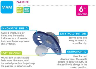 Mam Trends Silicone Pacifier - Blue - 6+ Months - 2 ct