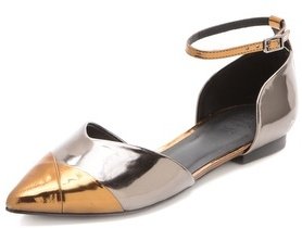 Tibi Cody d'Orsay Flats with Ankle Strap