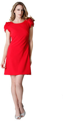 JS Collections Red Flower Shoulder Dress