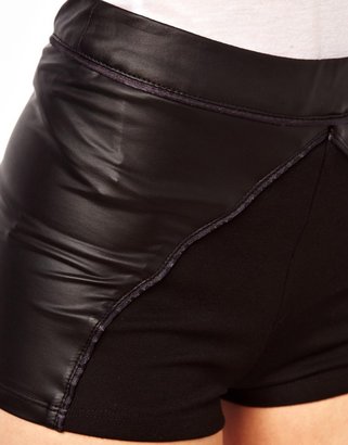 Rare Shorts With Leather Look Panels