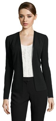 Tahari black stretch 'Bernice' jacket with faux leather trim