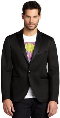 Etro black cotton blend single button jacket