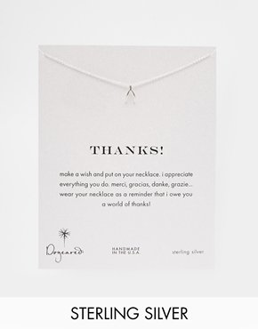 Dogeared Sterling Silver Thanks! Teeny Wishbone Necklace - Silver