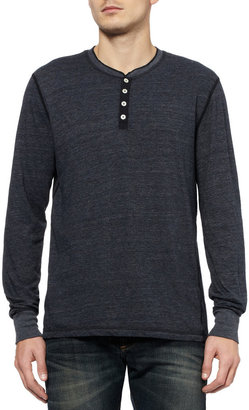 Jean Shop Long-Sleeved Cotton-Jersey Henley T-Shirt