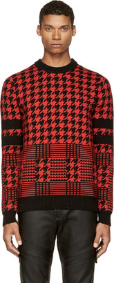Diesel Black Gold Black & Red Houndstooth Jacquard Kustode Sweater