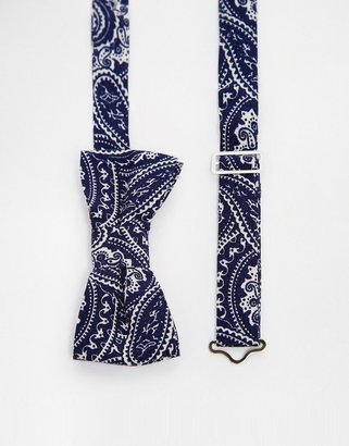 Reclaimed Vintage Paisley Bow Tie - Blue