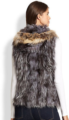 Adrienne Landau Hooded Silver & Red Fox Vest