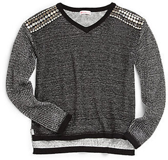 Design History Girl's Studded Slub-Knit Sweater