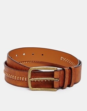 ASOS Jeans Belt with Stitch Detail - tan