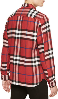 Burberry Super-Soft Check Flannel Shirt, Red