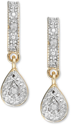 Townsend Victoria 18k Gold over Sterling Silver Earrings, Diamond Accent Pear-Shaped Drop Earrings