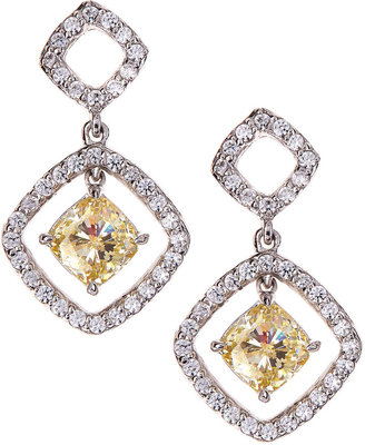 FANTASIA Canary CZ Concentric Double-Drop Earrings