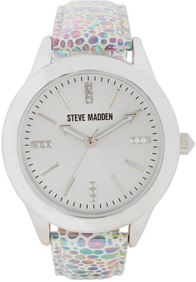 Steve Madden Women's Multi-Color Pebble White Strap Watch 40mm SMW00027-13