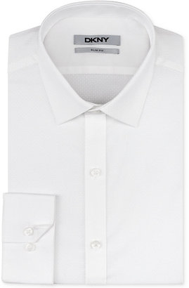 DKNY Slim-Fit White Solid Dress Shirt