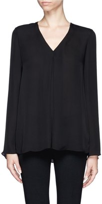 Inverted pleat silk blouse