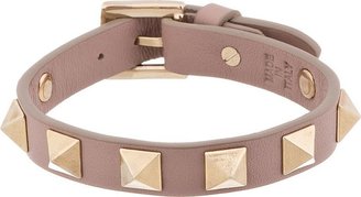 Valentino Pale Pink Leather Pyramid Studded Bracelet