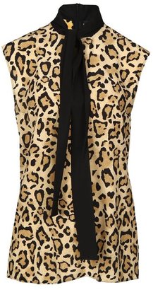 Gucci Leopard Printed Silk Blouse