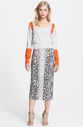 Tracy Reese Mix Print Ponte Knit Midi Skirt