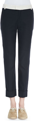 Band Of Outsiders Contrast-Waist Cuffed Ankle Pants