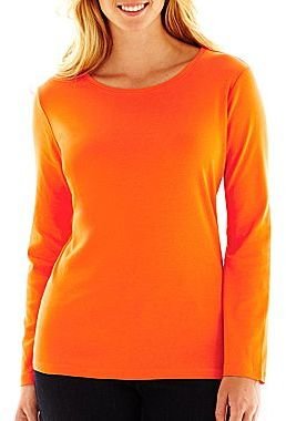 JCPenney jcp Long-Sleeve Crewneck Tee - Plus