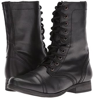 women's lace up combat boots black