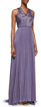 Catherine Deane Sleeveless Draped Gown with Shirred Bodice
