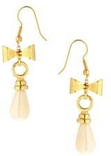 Adele Marie Vintage Drop Ivory And Bow Earrings - Gold/ivory