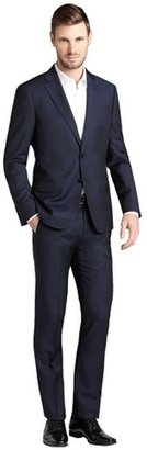 Armani 746 Armani navy wool 2-button suit with flat front pants