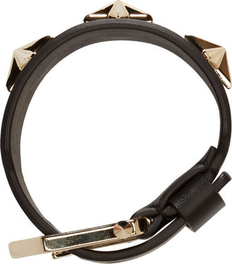 Givenchy Black Leather Star-Studded Bracelet