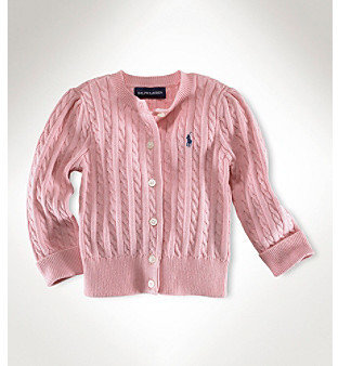Ralph Lauren Childrenswear Baby Girls' Cotton Mini Cable Cardigan