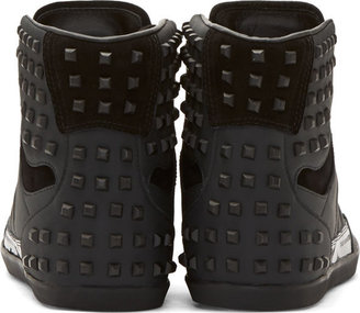 Y-3 Black Leather Studded Honja High-Top Sneakers