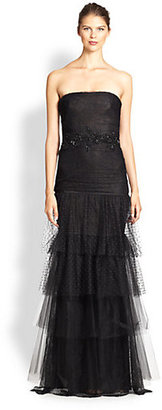 Marchesa Notte Beaded Lace & Tulle Gown