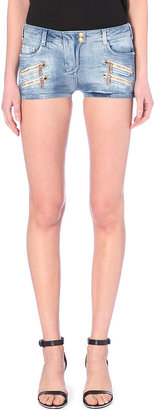 Balmain Zip-Pocket Denim Shorts - for Women