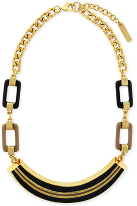 Vince Camuto Gold-Tone Brown and Black Link Necklace
