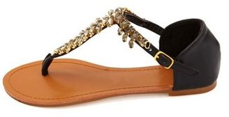 Charlotte Russe Rhinestone-Embellished T-Strap Thong Sandals
