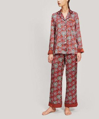 Liberty London Love Lace And Thorington Silk Charmeuse Pyjama Set