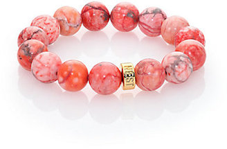 Nest Pink Howlite Logo Beaded Stretch Bracelet