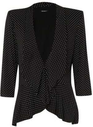 Roman Originals - Spot Print Peplum Jersey Stretch Blazer Jacket Ladies Black