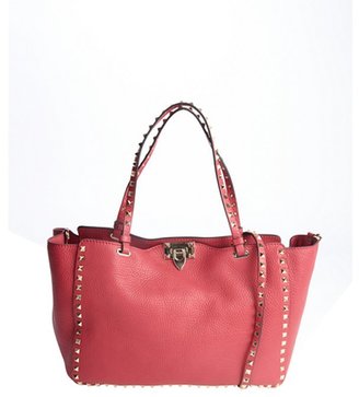Valentino cyclamen pink leather 'Rockstud' medium tote bag