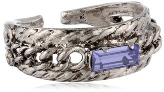 Sorrelli Lavender Mint" Crystal Antique Silver-Tone Adjustable Stackable Ring