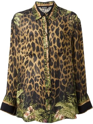 Balmain leopard and foliage print shirt