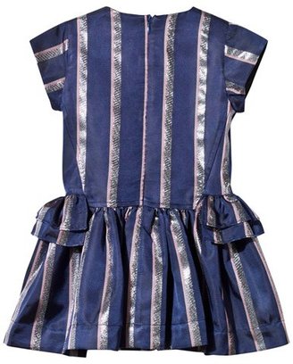 No Added Sugar Blue and Silver Stripe Peplum Party Dress